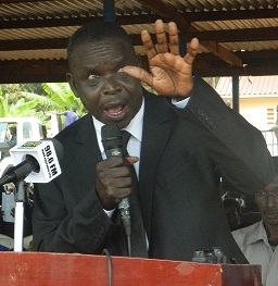David Lokonga Moses governor of Yei state speaking at Yei freedom square earlier