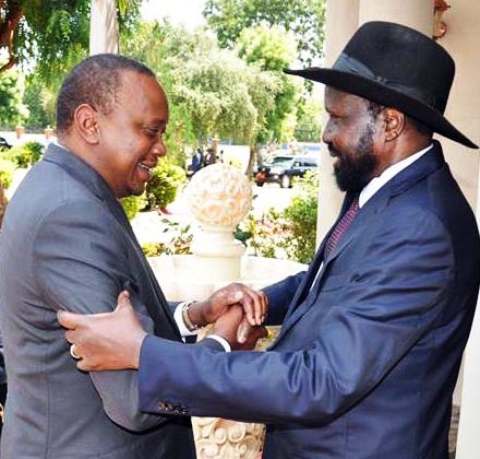 President Salva Kiir meets President Uhuru Kenyatta of Kenya in Juba